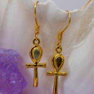 Ankh-Andara Earrings, Gold-plated